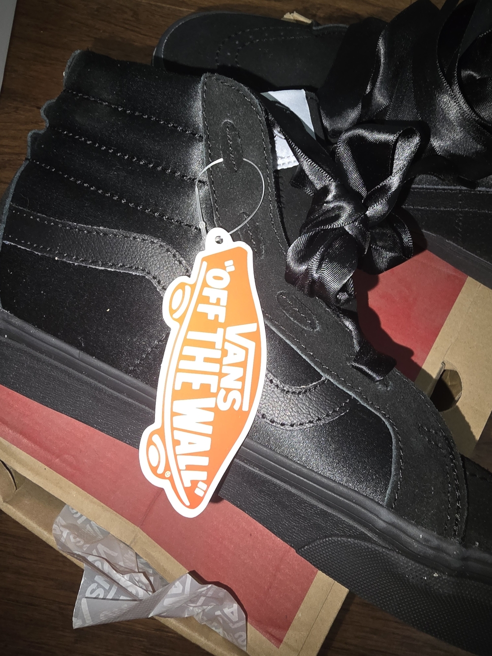 Vans Kids Black High-Top Sneakers with Satin Ribbon Laces